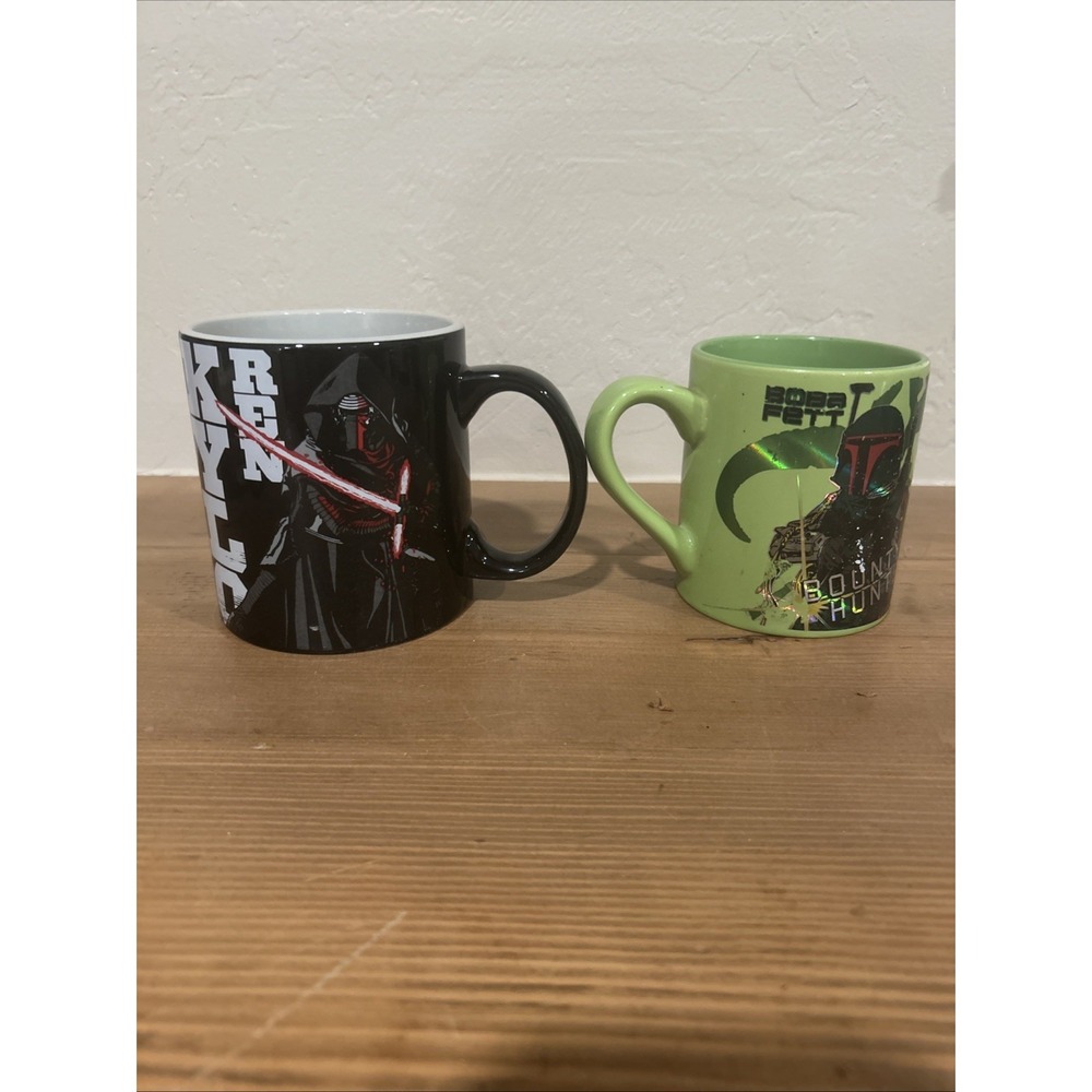 Star Wars Mugs Kylo Ren And Boba Fett Green Black Set Of 2 - Picture 2 of 5
